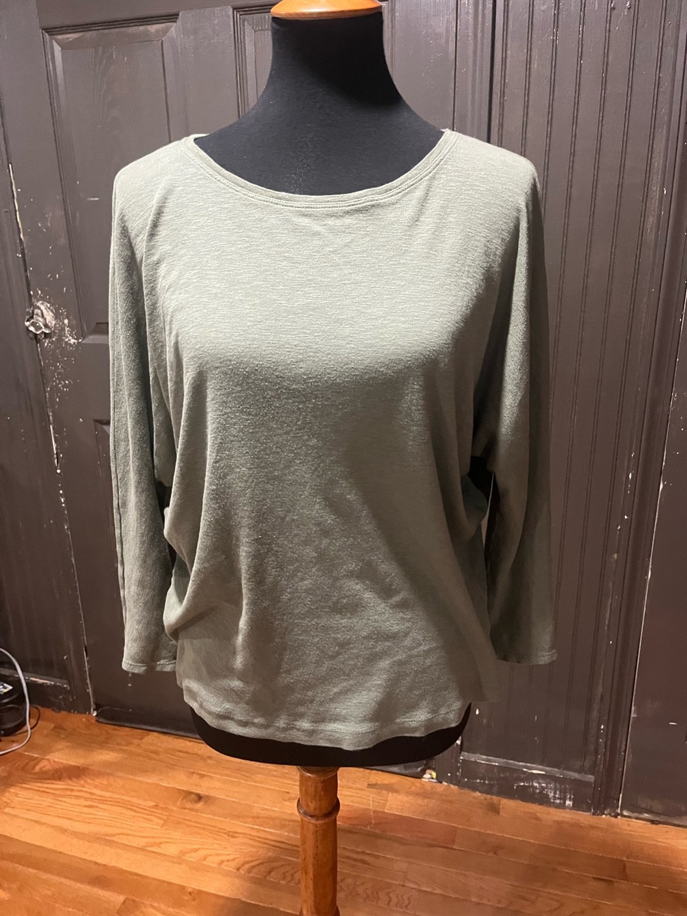St. Tropez Olive Green Long-Sleeve Boatneck Top